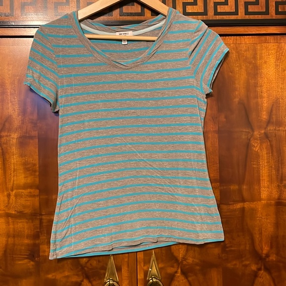 van winkle co Other - Van Winkle & Co Girls XS Striped Modal Top Teal Gray Short Sleeve Pajama Shirt